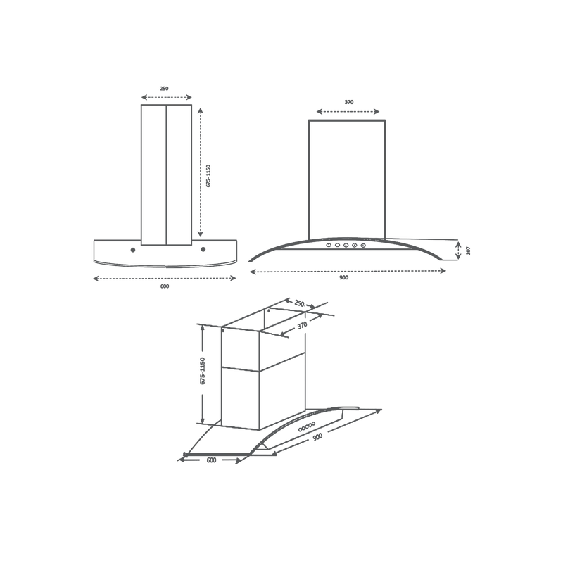 KAFF OPEC DHC 90 IS 90 cm Island Chimney-5
