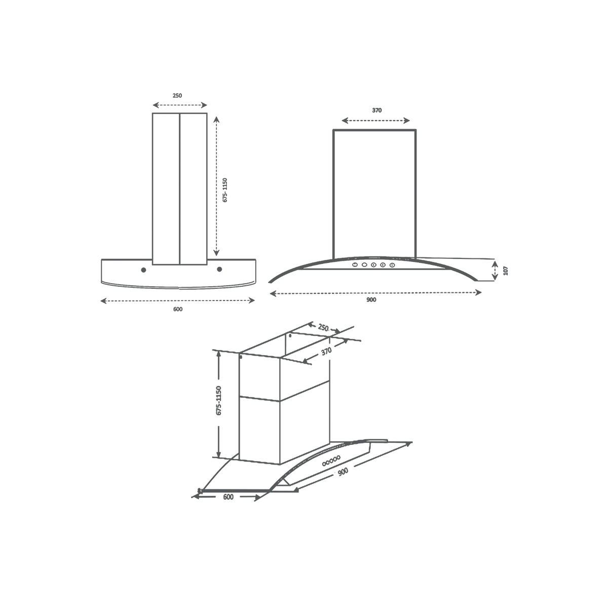 KAFF OPEC DHC 90 IS 90 cm Island Chimney-10