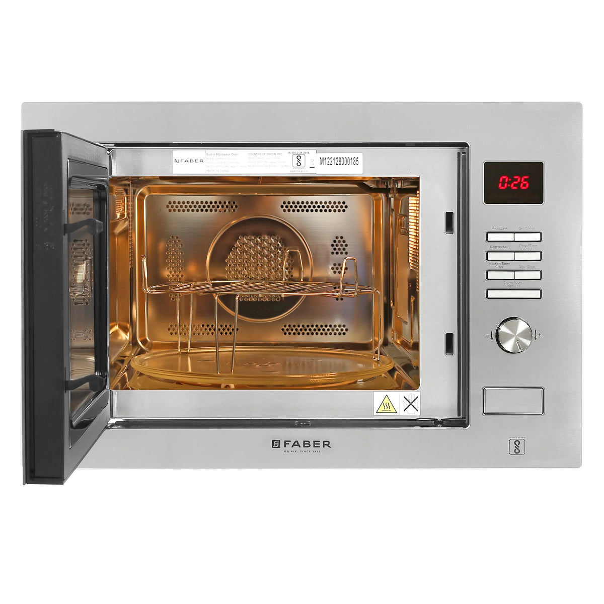 Faber FBIMWO 32L CGS Built-in Oven Microwave – 32L Stainless Steel Finish, Microwave, Grill & Convection Cooking, 10 Auto Cook Menus