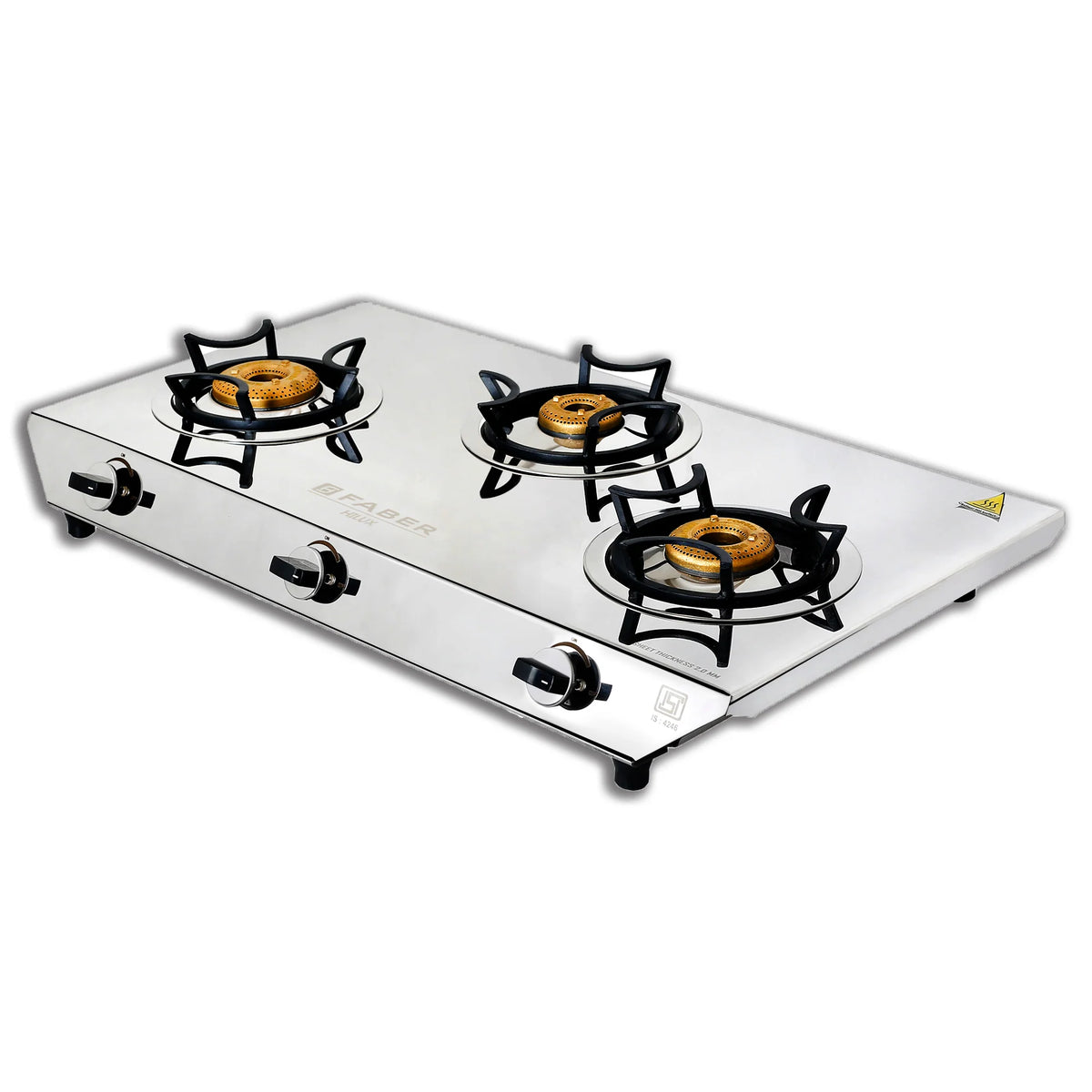 Faber HOB COOKTOP HILUX MAX 3BB SS – 3 Burner Gas Hob, Brass Burners, Stainless Steel Finish, Manual Ignition-5