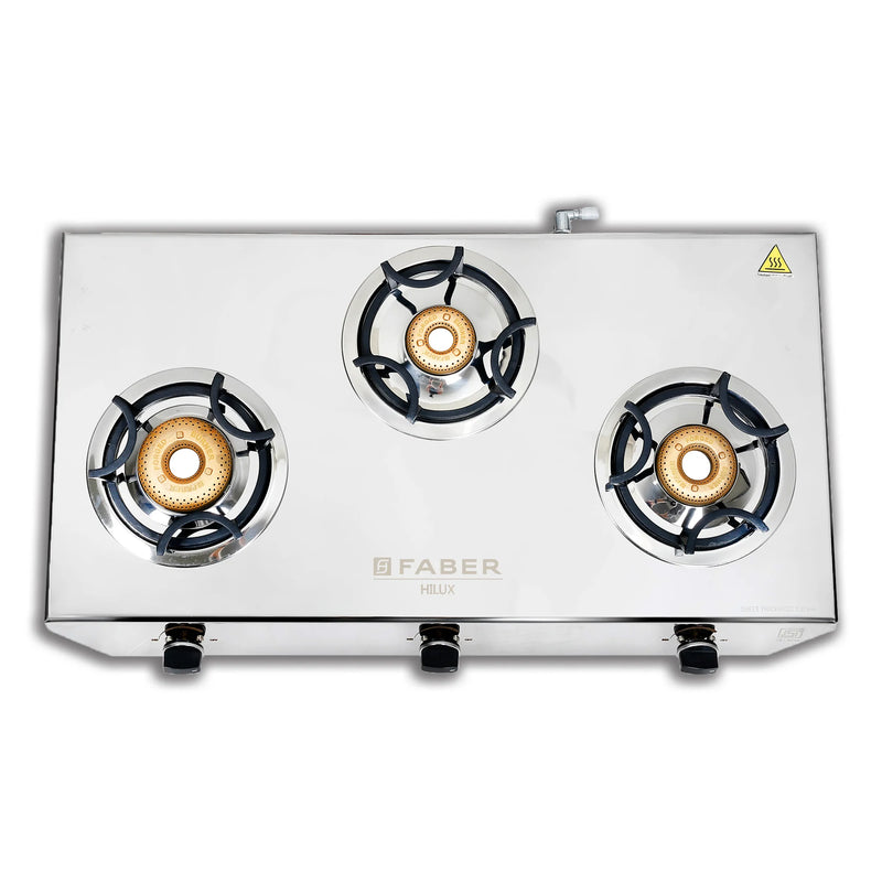 Faber HOB COOKTOP HILUX MAX 3BB SS – 3 Burner Gas Hob, Brass Burners, Stainless Steel Finish, Manual Ignition-12