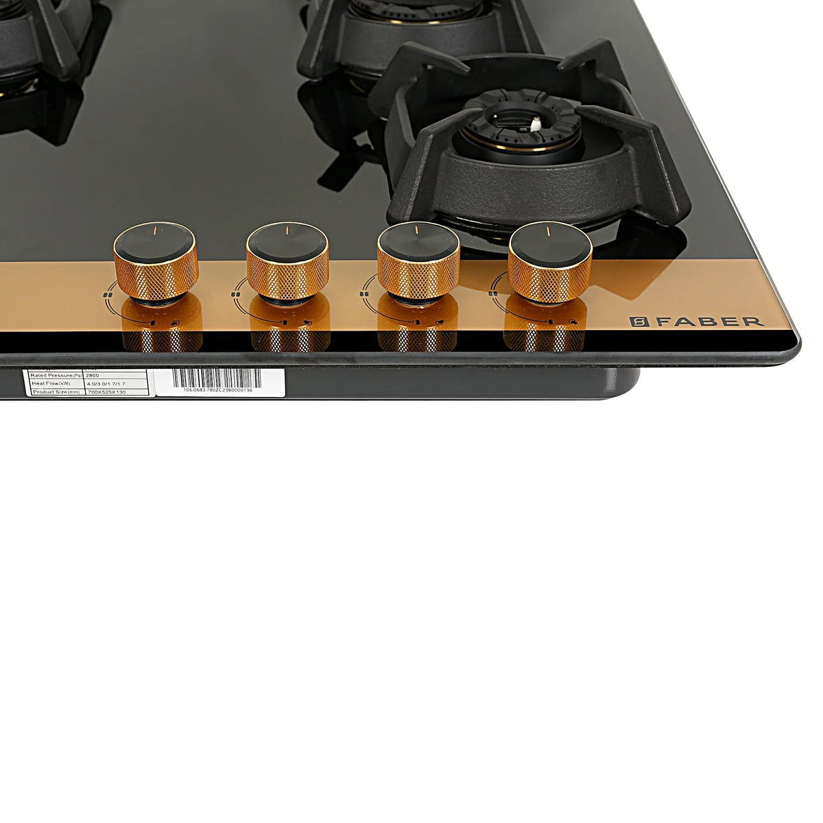 Faber Utopia Pro HT-704 BR CI 70 cm Built-In Gas Hob – 4 Brass Burners, Flame Failure Safety & Auto Ignition-8