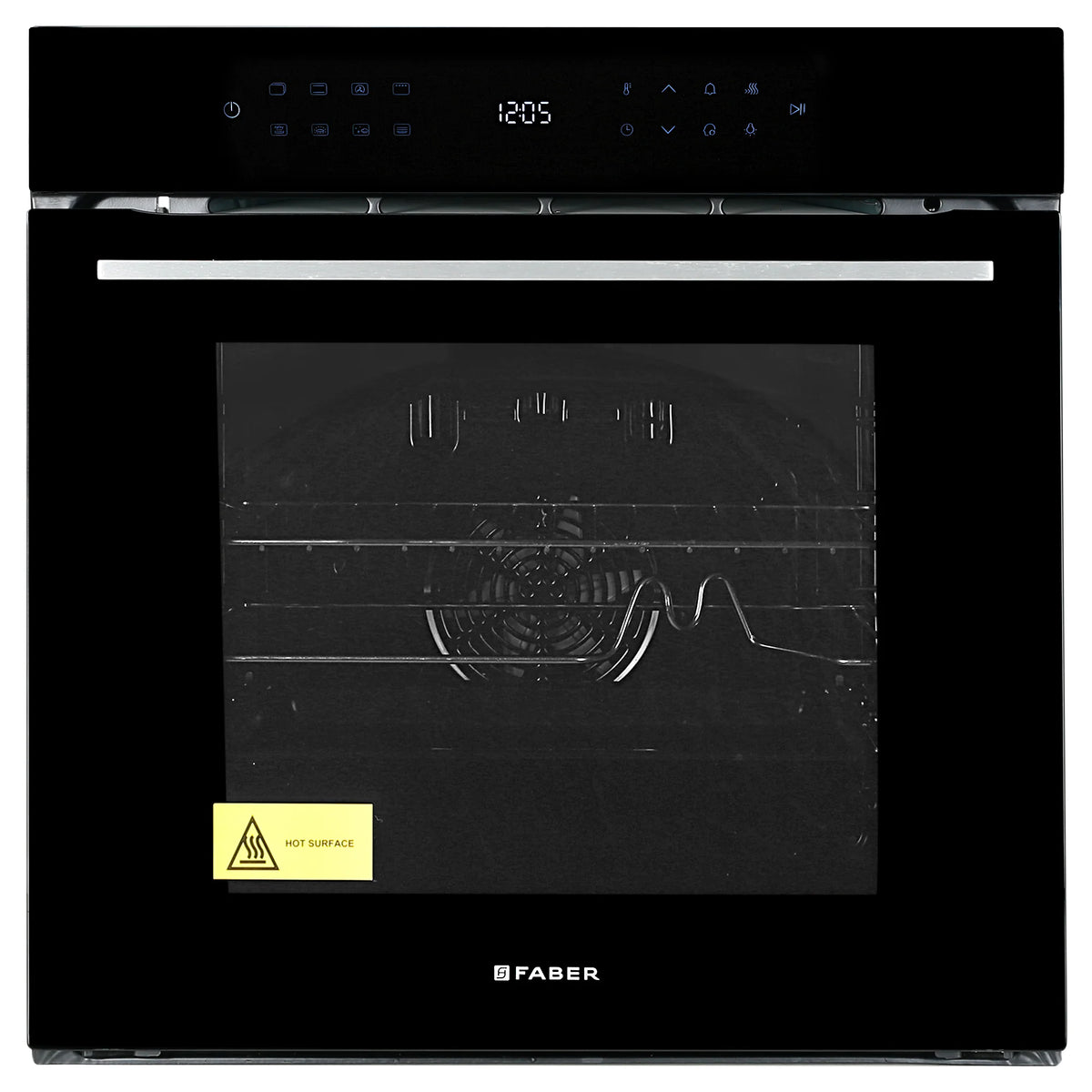 Faber FBIO 83L 15F BK Built-in Oven – 83L Semi-Transparent Black Glass, 15 Cooking Functions, Sensor Touch Control, 3D Hot Air Circulation, Energy Efficient