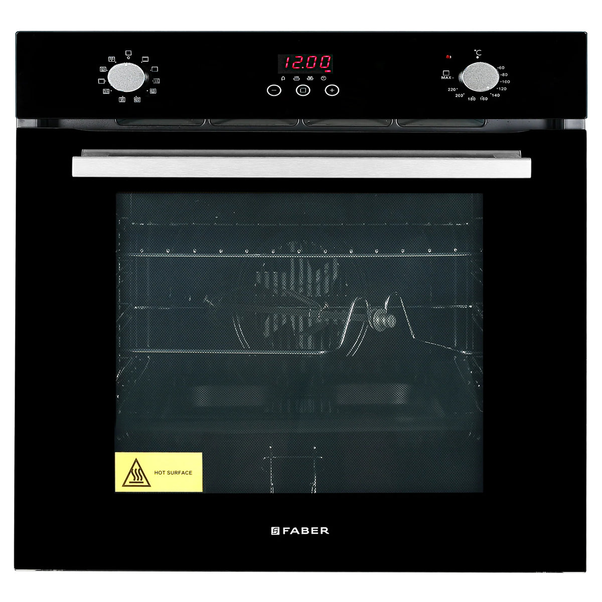 Faber FBIO 80L 10F GLM Built-in Oven – 80L Black Mirror Glass, 10 Cooking Functions, Sensor Touch + Knob Control, Digital Timer, Energy Efficient
