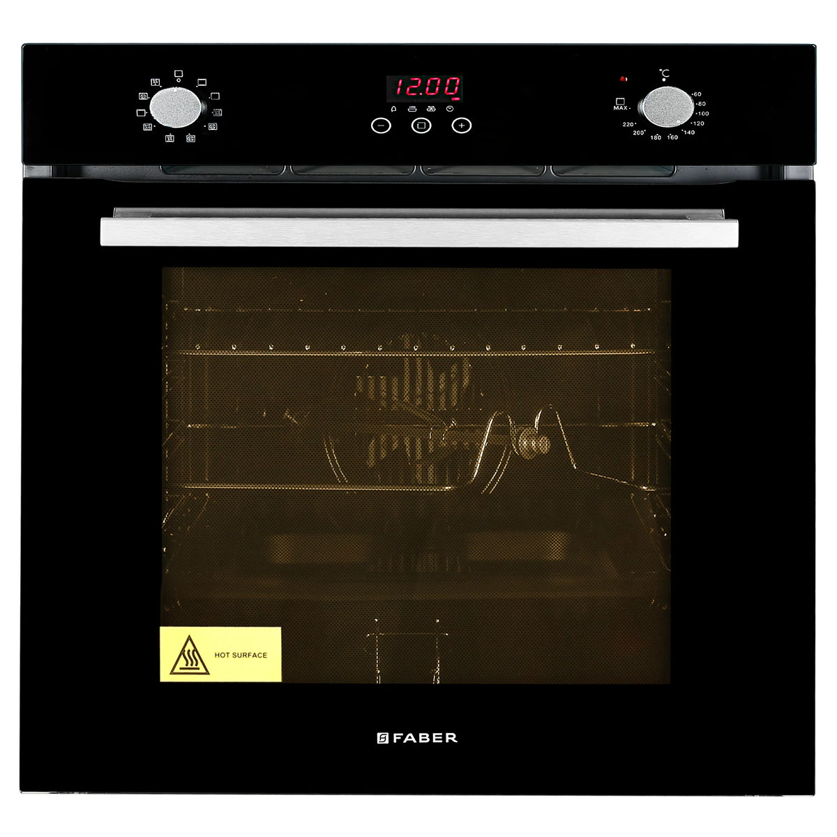 Faber FBIO 80L 10F GLM Built-in Oven – 80L Black Mirror Glass, 10 Cooking Functions, Sensor Touch + Knob Control, Digital Timer, Energy Efficient-2