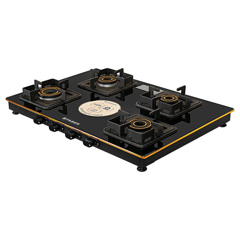 Faber HOB COOKTOP Prince Plus 4BB BK – 4 Burner Gas Cooktop with Brass Burners, Jumbo Burner, Diamond Coated Finish-7