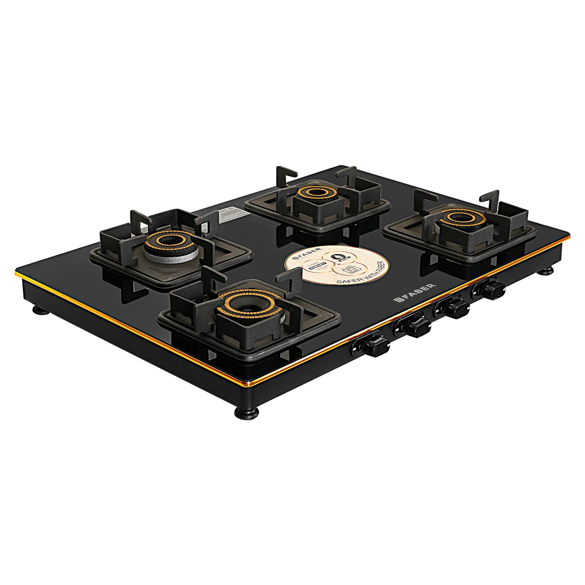 Faber HOB COOKTOP Prince Plus 4BB BK – 4 Burner Gas Cooktop with Brass Burners, Jumbo Burner, Diamond Coated Finish-9