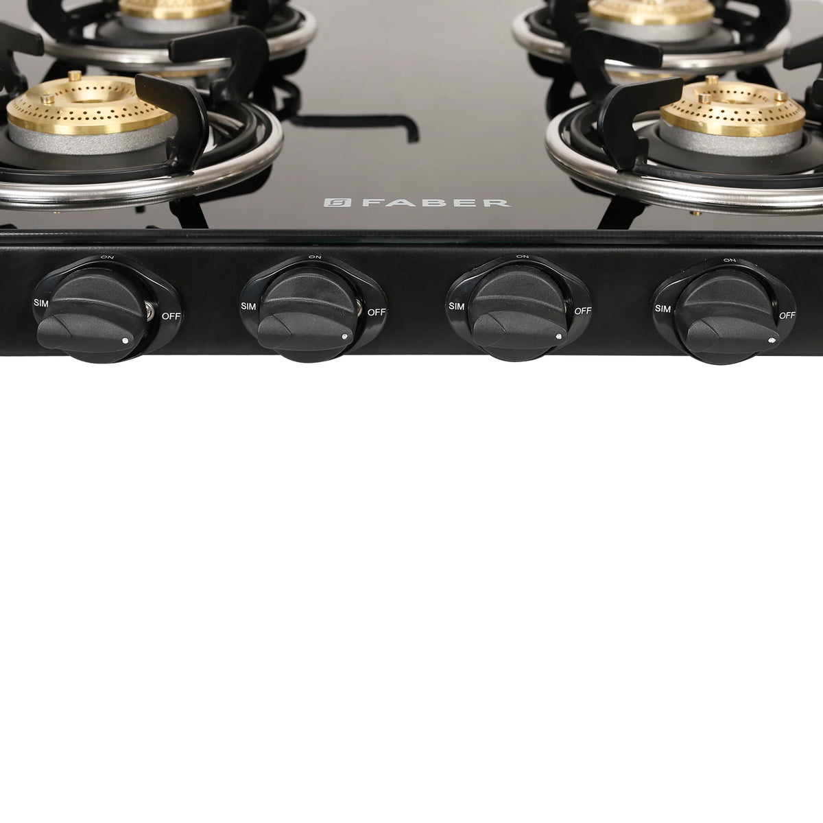 Faber Cooktop Power 4BB BK – 4 Burner Gas Cooktop with Brass Burners | MS Powder Coated Finish | Manual Ignition-6