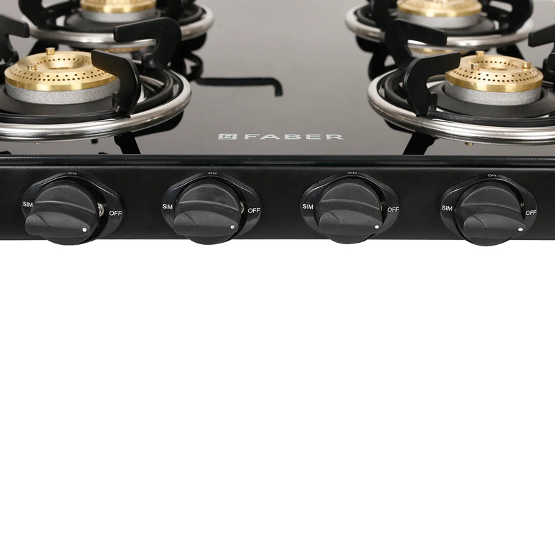 Faber Cooktop Power 4BB BK – 4 Burner Gas Cooktop with Brass Burners | MS Powder Coated Finish | Manual Ignition-6