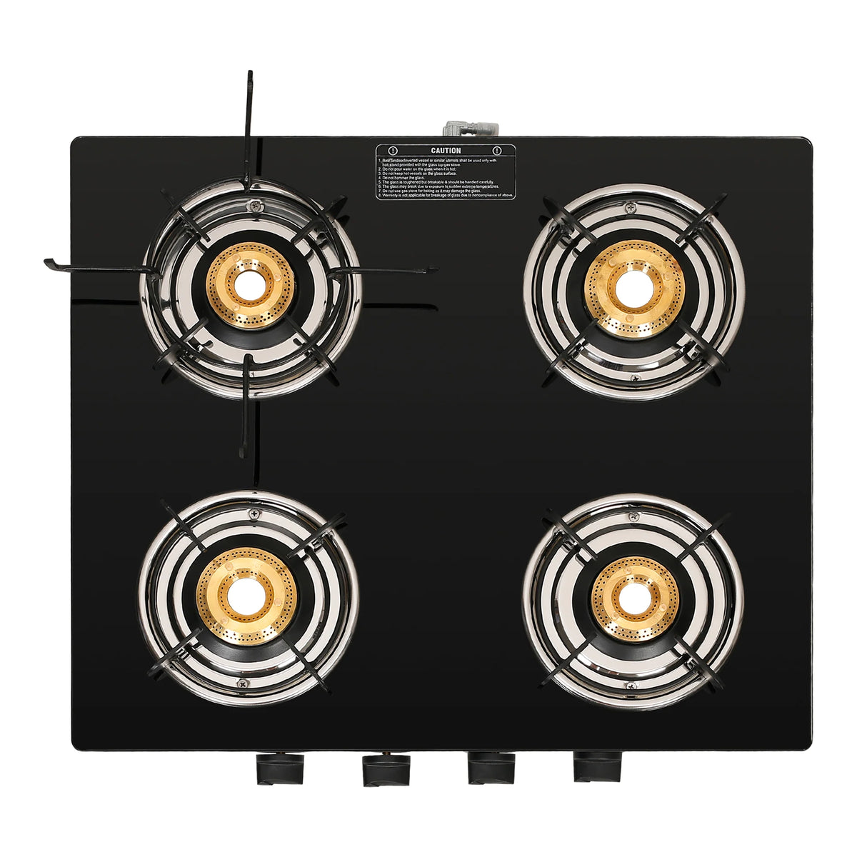 Faber Cooktop Power 4BB BK – 4 Burner Gas Cooktop with Brass Burners | MS Powder Coated Finish | Manual Ignition-2