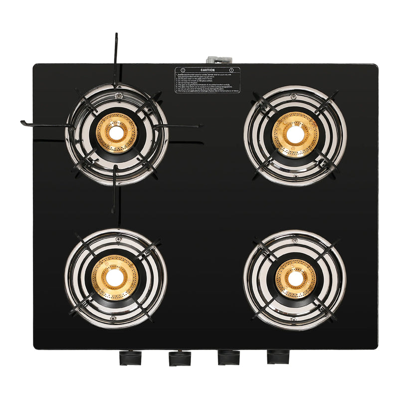 Faber Cooktop Power 4BB BK – 4 Burner Gas Cooktop with Brass Burners | MS Powder Coated Finish | Manual Ignition-2