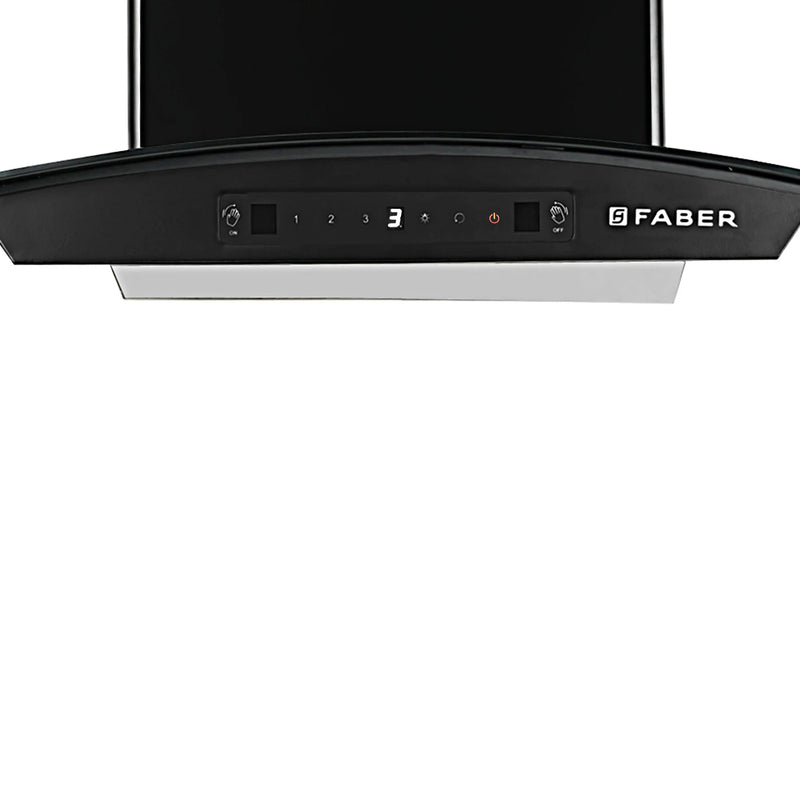 Faber Zest IN HC SC FL BK 90 cm Wall-Mounted Chimney – 1200 m³/hr Suction, Filterless Auto-Clean & Touch/Gesture Control-3