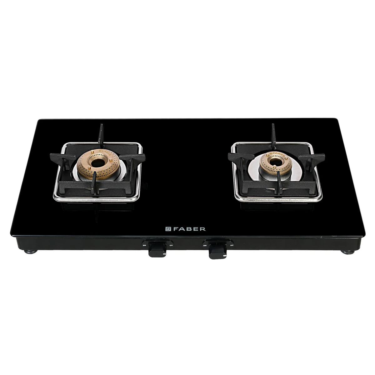 Faber Cooktop Remo 2BB BK – 2 Burner Manual Gas Cooktop with Brass Burners & Jumbo Burner | MS Powder Coated Finish