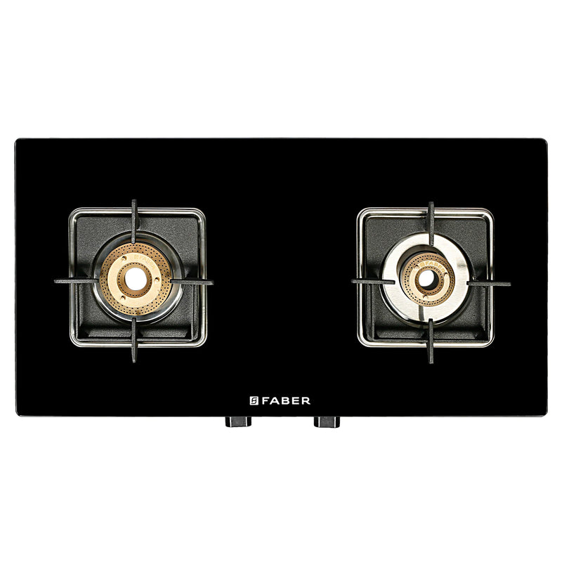 Faber Cooktop Remo 2BB BK – 2 Burner Manual Gas Cooktop with Brass Burners & Jumbo Burner | MS Powder Coated Finish-1