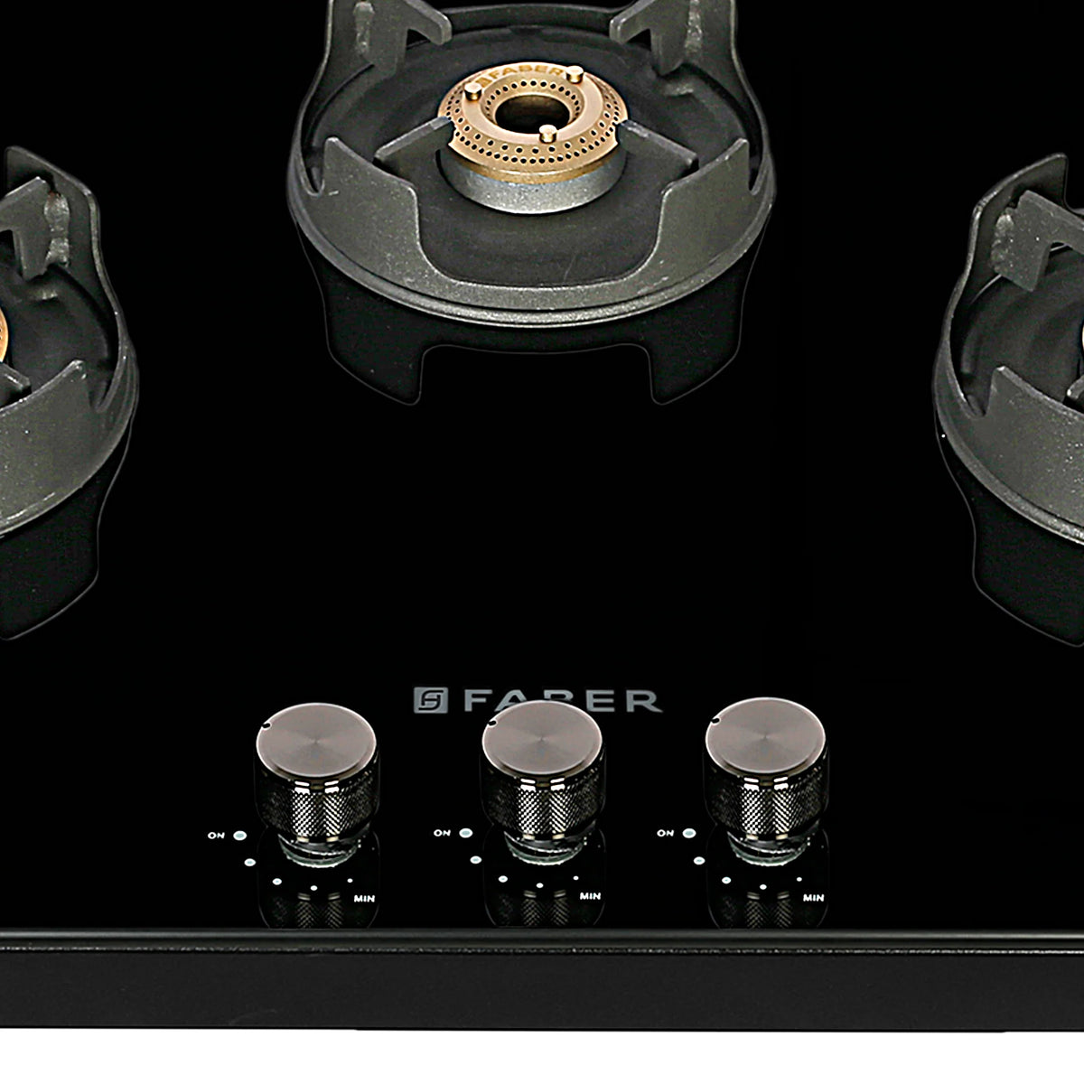 Faber NIOS DLX 753 BB BK Gas Cooktop – 75cm 3 Burner, Brass Burners, Powder Coated Finish, Manual Ignition-1