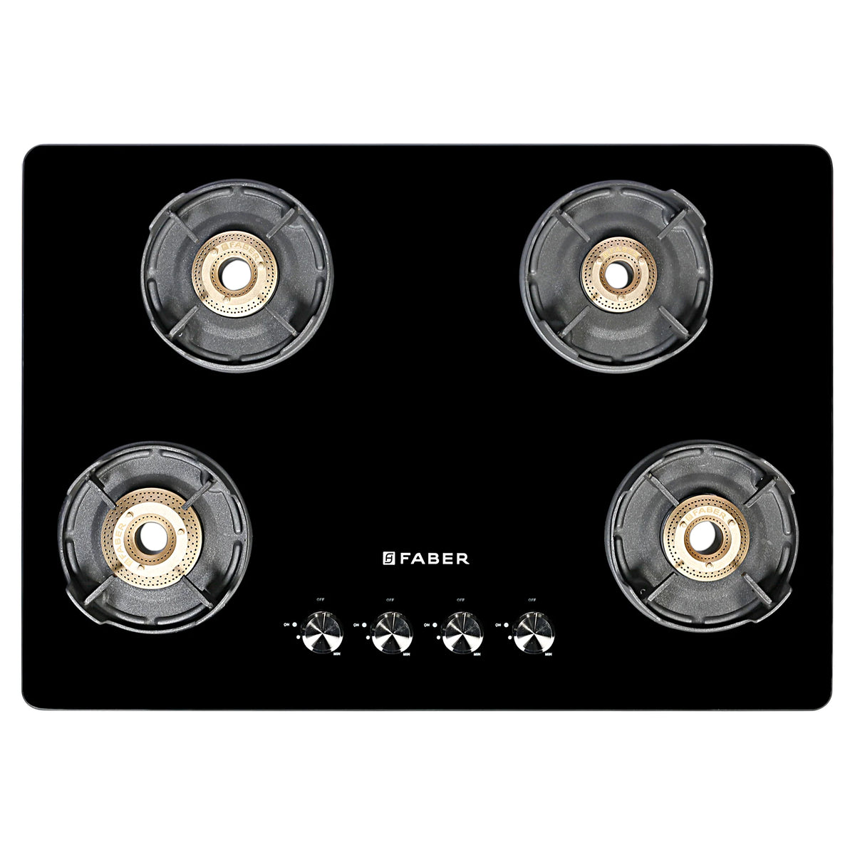 Faber NIOS DLX 754 BB BK Gas Cooktop – 75cm 4 Burner, Brass Burners, Powder Coated Finish, Manual Ignition-7