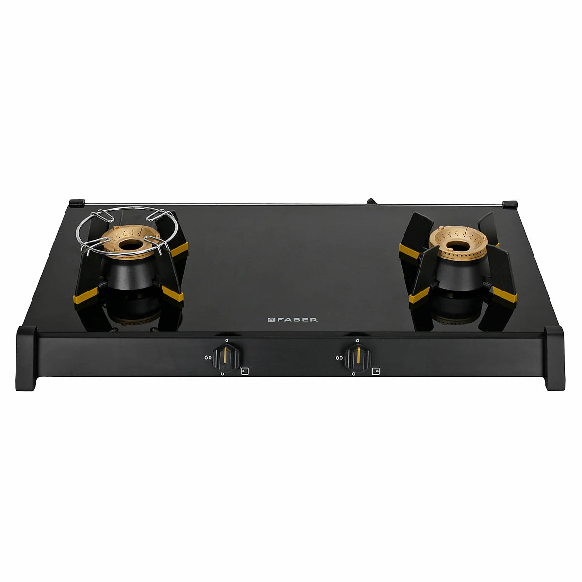 Faber HOB COOKTOP GENIUS 752 BK – 75cm 2 Burner Gas Hob, Brass Burners, Manual Ignition, Black Matte Finish