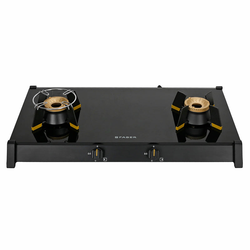 Faber HOB COOKTOP GENIUS 752 BK – 75cm 2 Burner Gas Hob, Brass Burners, Manual Ignition, Black Matte Finish-1