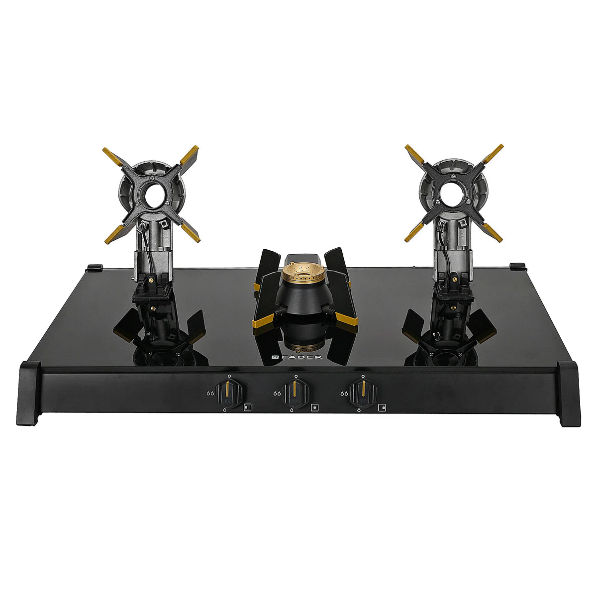 Faber HOB COOKTOP GENIUS 753 AI BK – 75cm 3 Burner Gas Hob, Brass Burners, Auto Ignition, Black Glass Finis-3
