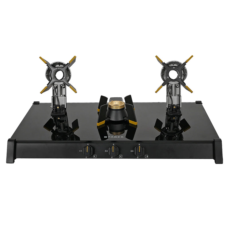 Faber HOB COOKTOP GENIUS 753 AI BK – 75cm 3 Burner Gas Hob, Brass Burners, Auto Ignition, Black Glass Finis-3