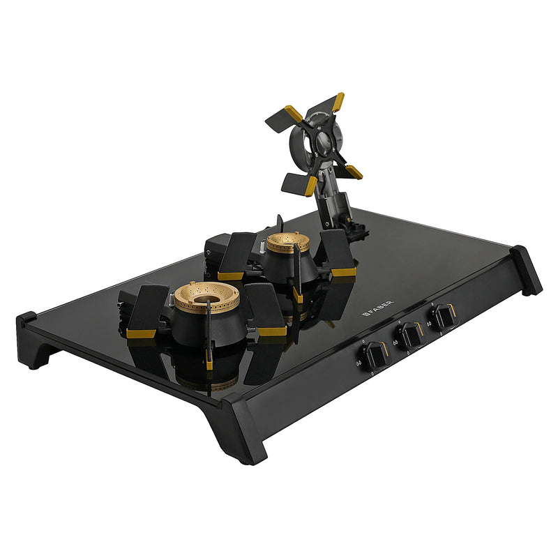 Faber HOB COOKTOP GENIUS 753 AI BK – 75cm 3 Burner Gas Hob, Brass Burners, Auto Ignition, Black Glass Finis-6