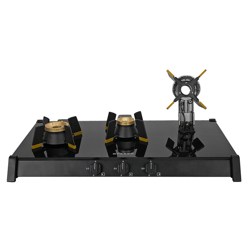 Faber HOB COOKTOP GENIUS 753 AI BK – 75cm 3 Burner Gas Hob, Brass Burners, Auto Ignition, Black Glass Finis-7
