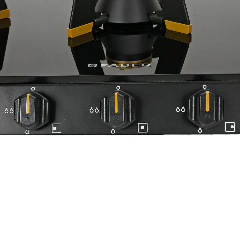 Faber HOB COOKTOP GENIUS 753 AI BK – 75cm 3 Burner Gas Hob, Brass Burners, Auto Ignition, Black Glass Finis-8