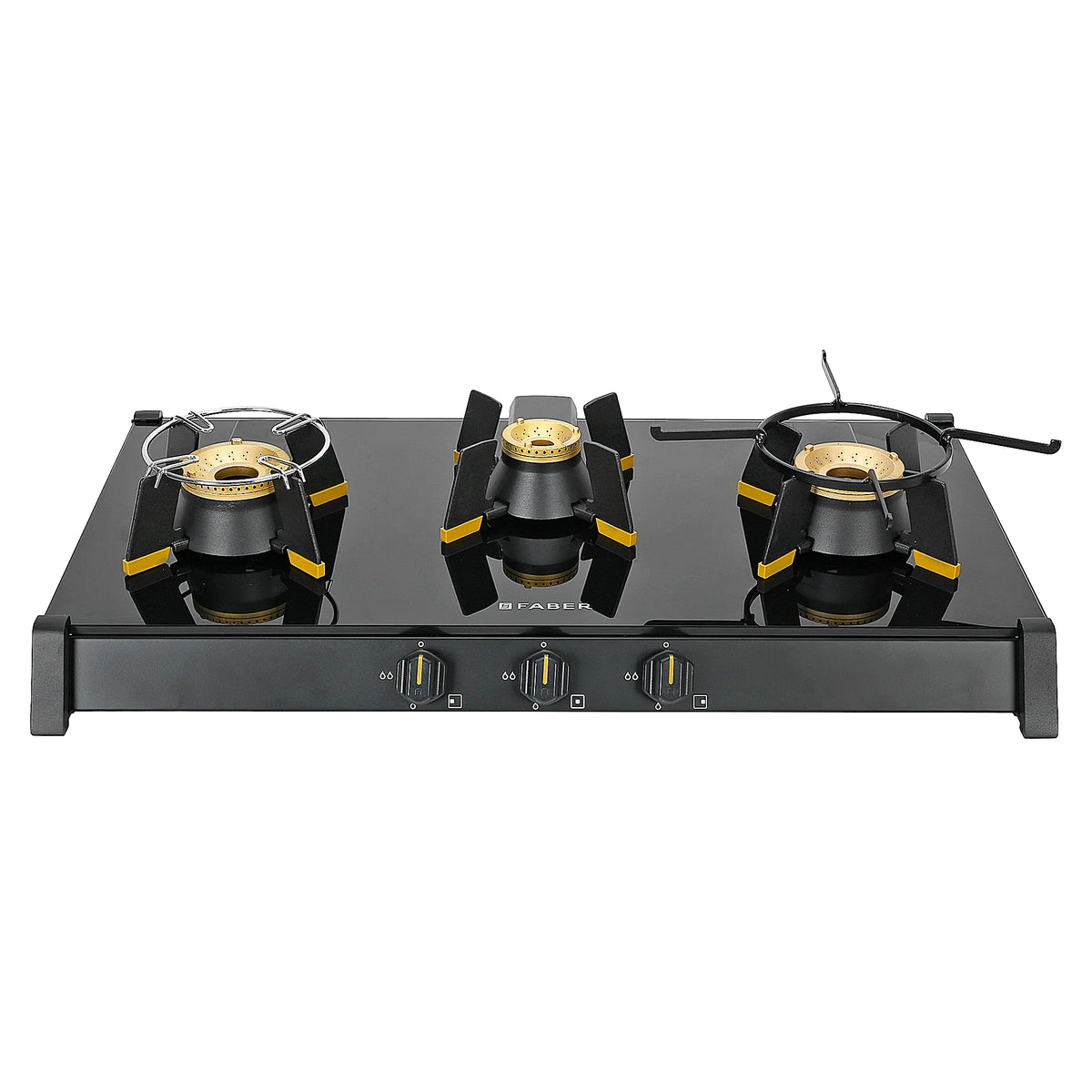 Faber HOB COOKTOP GENIUS 753 AI BK – 75cm 3 Burner Gas Hob, Brass Burners, Auto Ignition, Black Glass Finis-1