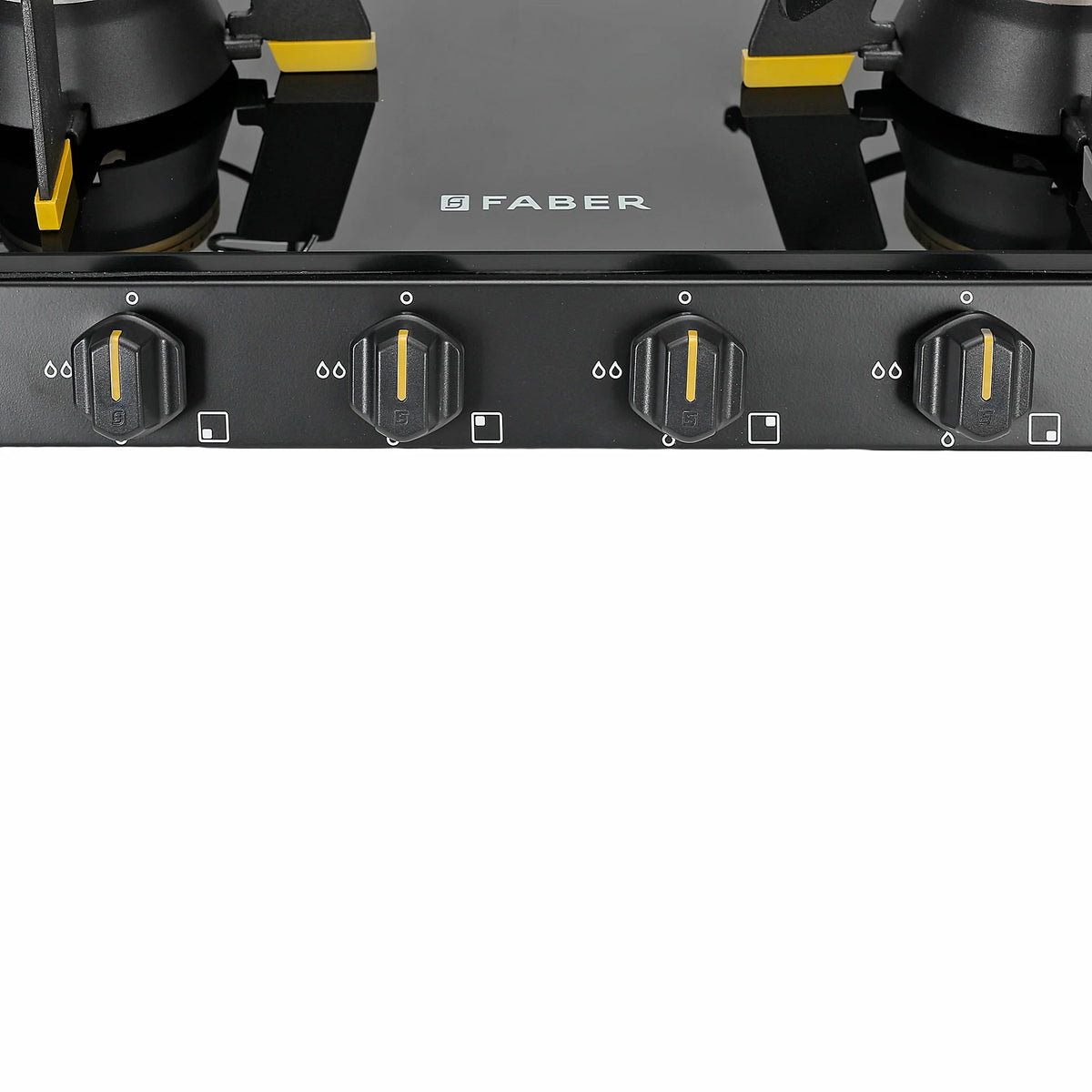 Faber HOB COOKTOP GENIUS 704 BK – 70cm 4 Burner Gas Hob, Brass Burners, Manual Ignition, Black Glass Finish-7