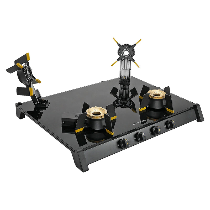 Faber HOB COOKTOP GENIUS 704 BK – 70cm 4 Burner Gas Hob, Brass Burners, Manual Ignition, Black Glass Finish-10