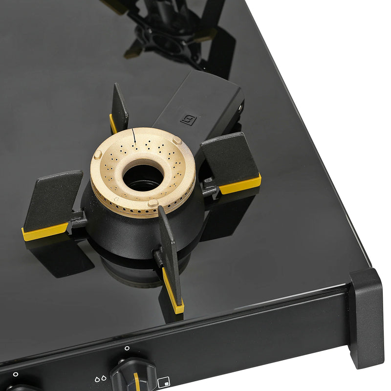 Faber HOB COOKTOP GENIUS 704 BK – 70cm 4 Burner Gas Hob, Brass Burners, Manual Ignition, Black Glass Finish-12