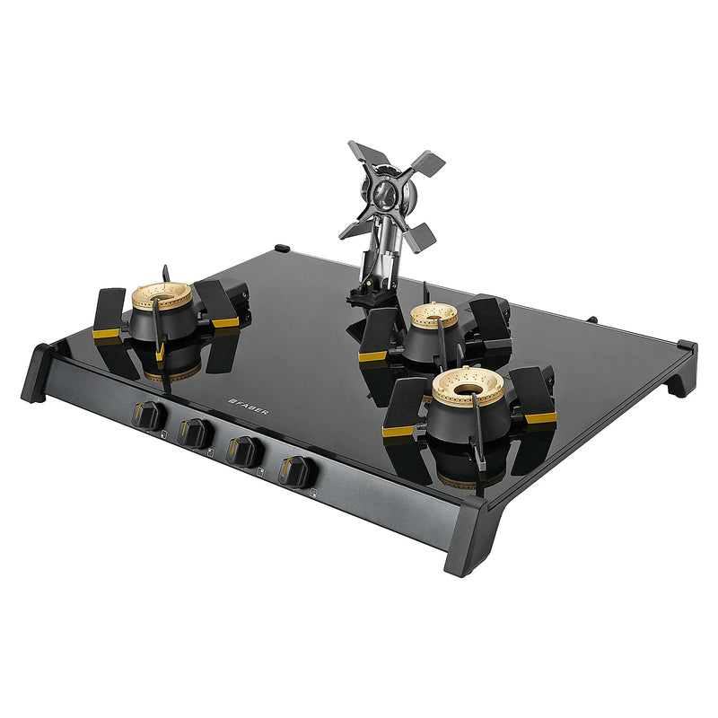 Faber HOB COOKTOP GENIUS 804 AI BK – 80cm 4 Burner Gas Hob, Brass Burners, Auto Ignition, Black Glass Finish-6