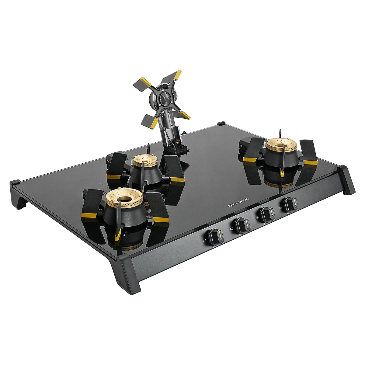 Faber HOB COOKTOP GENIUS 804 AI BK – 80cm 4 Burner Gas Hob, Brass Burners, Auto Ignition, Black Glass Finish-7