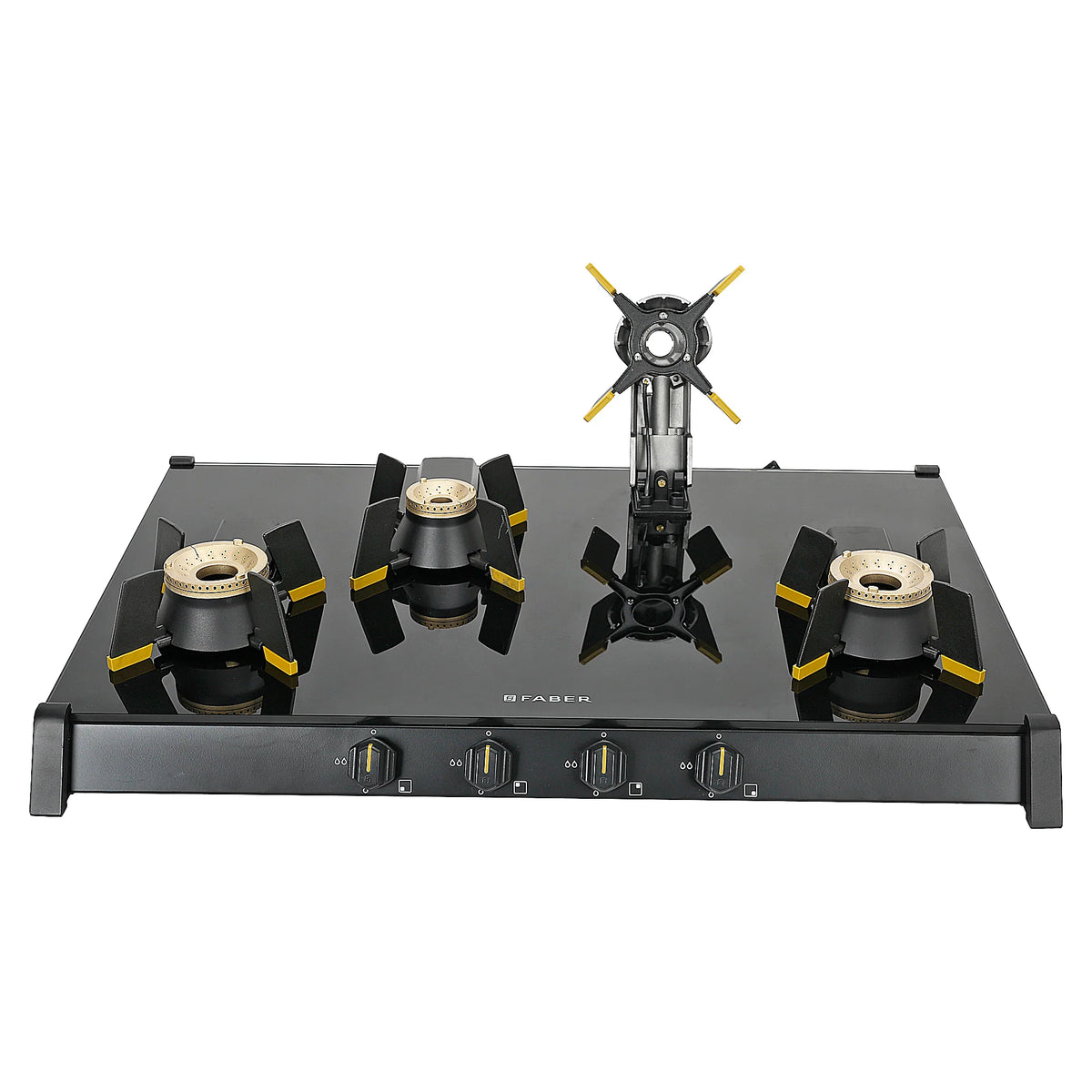 Faber HOB COOKTOP GENIUS 804 AI BK – 80cm 4 Burner Gas Hob, Brass Burners, Auto Ignition, Black Glass Finish-8