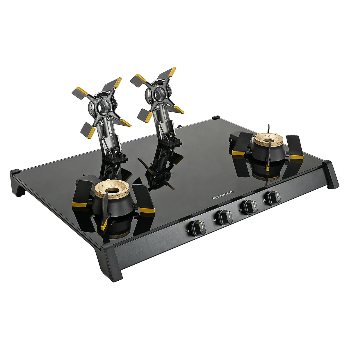 Faber HOB COOKTOP GENIUS 804 AI BK – 80cm 4 Burner Gas Hob, Brass Burners, Auto Ignition, Black Glass Finish-9