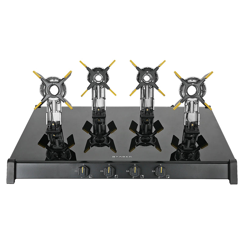 Faber HOB COOKTOP GENIUS 804 AI BK – 80cm 4 Burner Gas Hob, Brass Burners, Auto Ignition, Black Glass Finish-10