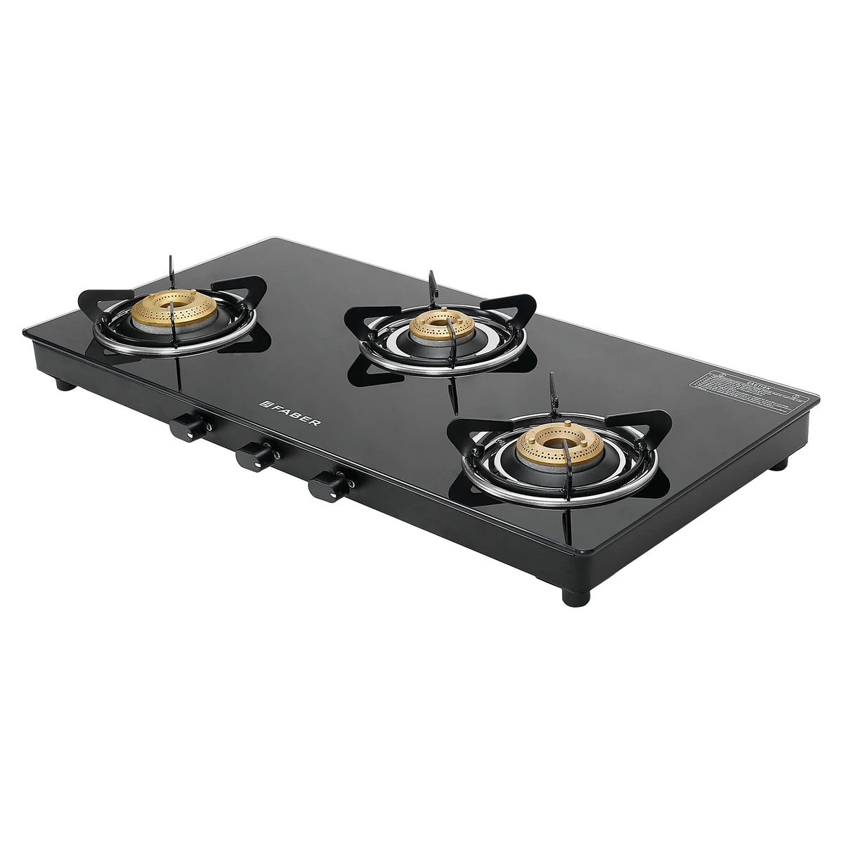 Faber Cooktop Spark 3BB BK – 3 Burner Gas Cooktop with Brass Burners & Jumbo Burner | 6mm Toughened Glass | Manual Ignition-5