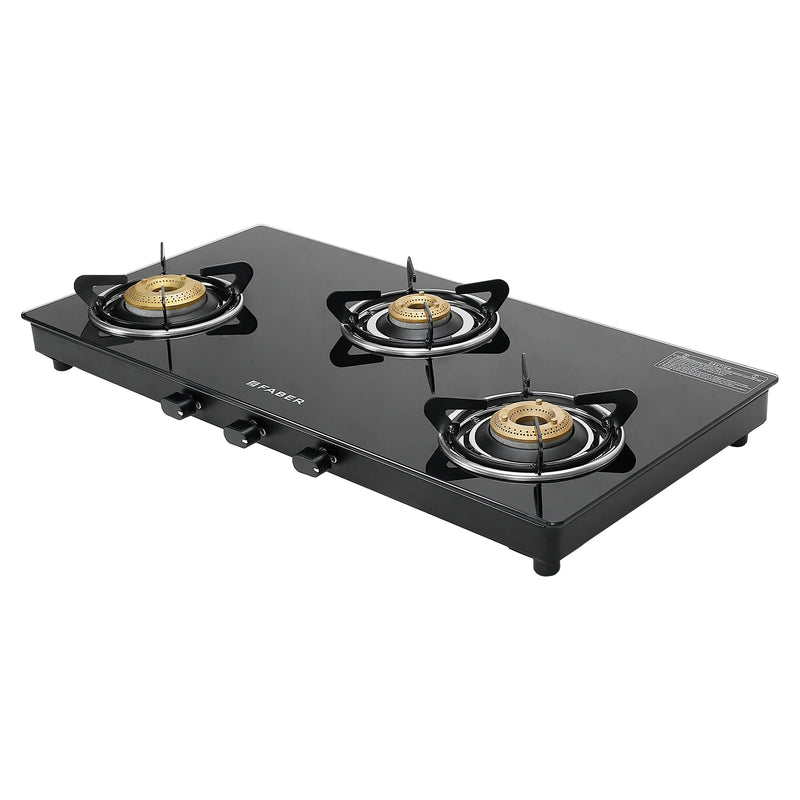 Faber Cooktop Spark 3BB BK – 3 Burner Gas Cooktop with Brass Burners & Jumbo Burner | 6mm Toughened Glass | Manual Ignition-5