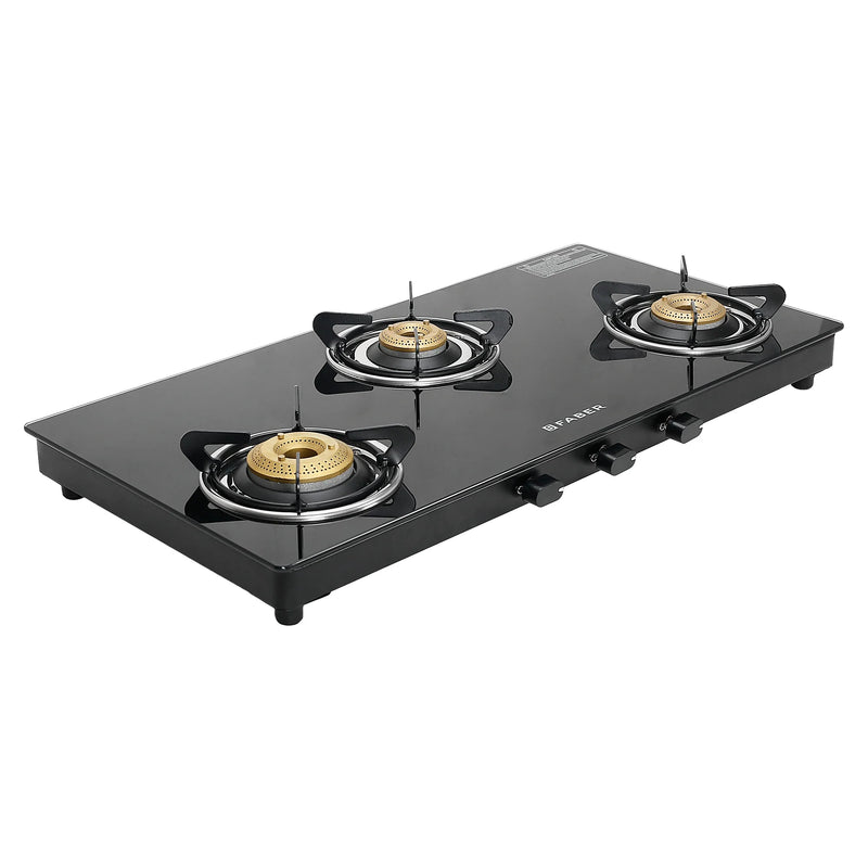 Faber Cooktop Spark 3BB BK – 3 Burner Gas Cooktop with Brass Burners & Jumbo Burner | 6mm Toughened Glass | Manual Ignition-9