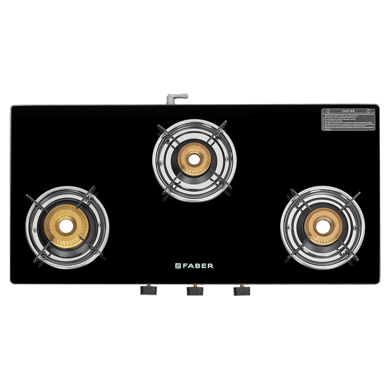 Faber Cooktop Spark 3BB BK – 3 Burner Gas Cooktop with Brass Burners & Jumbo Burner | 6mm Toughened Glass | Manual Ignition-3
