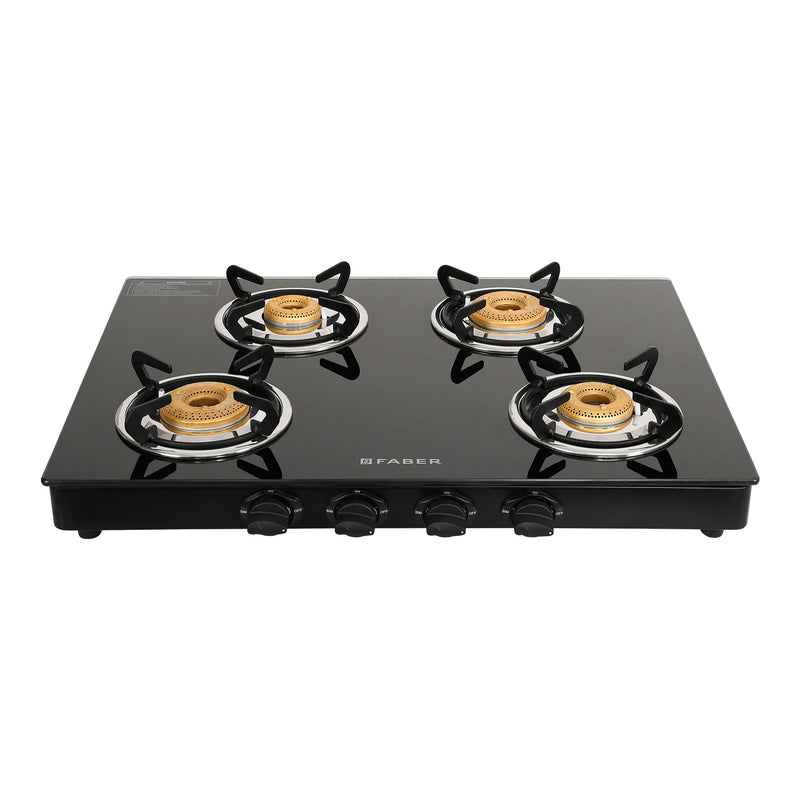 Faber Cooktop Jumbo Neo XL 4BB AI – 4 Burner Auto Ignition Gas Cooktop with Brass Burners & Jumbo Burner | MS Powder Coated Finish-1