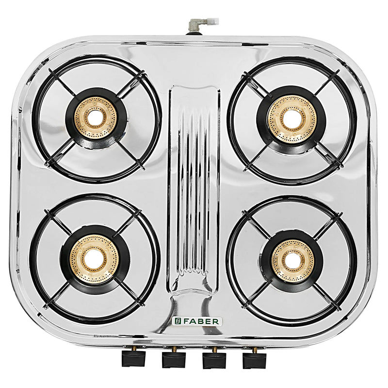 Faber HOB COOKTOP CRYSTAL 4BB SS – 60cm 4 Burner Gas Cooktop, Brass Burners, Stainless Steel Finish, Manual Ignition-3