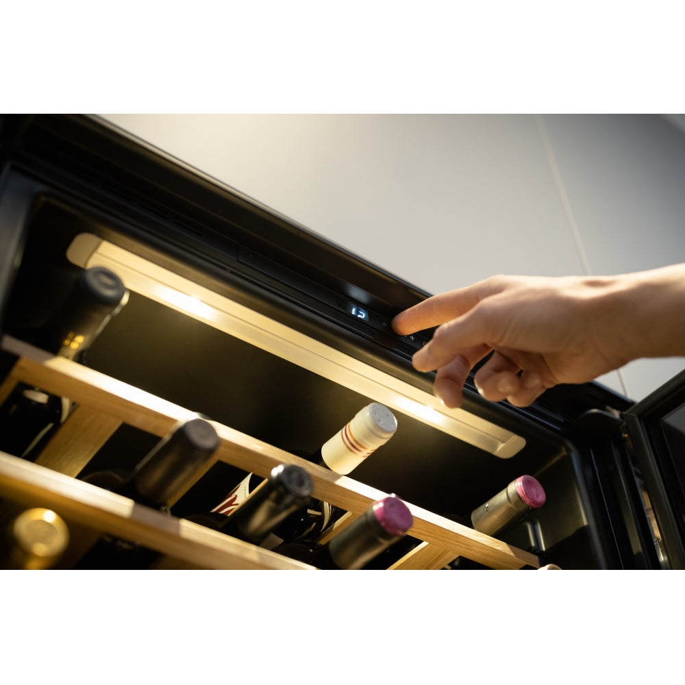 Franke Mythos FMY 24 WCR BK Built-in Wine Cooler (4–18°C, 3 Oak Shelves, Glass Door, Electronic Control, Black)-3