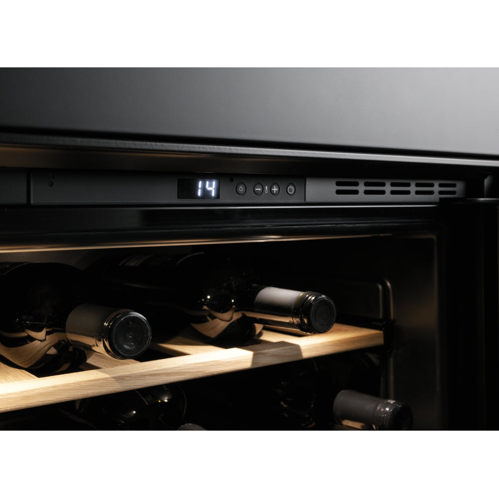 Franke Mythos FMY 24 WCR BK Built-in Wine Cooler (4–18°C, 3 Oak Shelves, Glass Door, Electronic Control, Black)