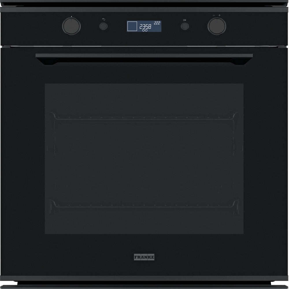 Franke Mythos FMY 98 P BK Built-in Pyrolytic Oven (73L, Black Glass, A+ Energy, 10 Functions, LCD Display, Self-Cleaning, Soft Close Door)-1