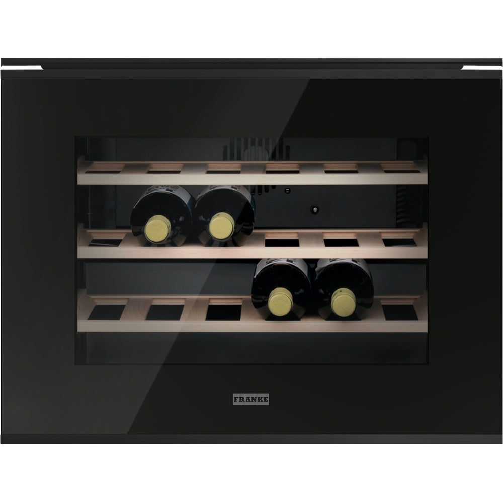 Franke Mythos FMY 24 WCR BK Built-in Wine Cooler (4–18°C, 3 Oak Shelves, Glass Door, Electronic Control, Black)-1