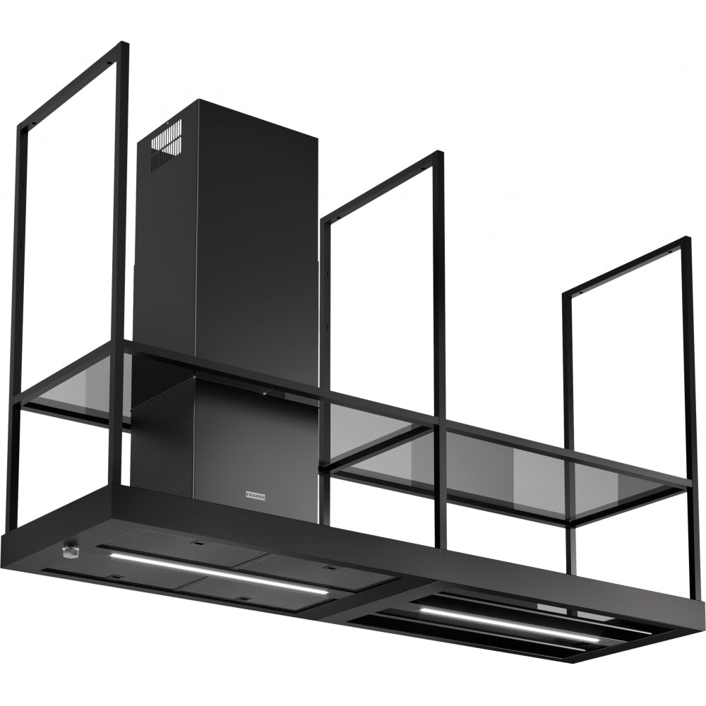 Franke Mythos T-Shelf FMY BK Matt F180 Island Kitchen Hood (1800mm) – 750 m³/h, Black Extra Matt Finish, LED Bar Lighting, Aluminium Filter, Energy Class A