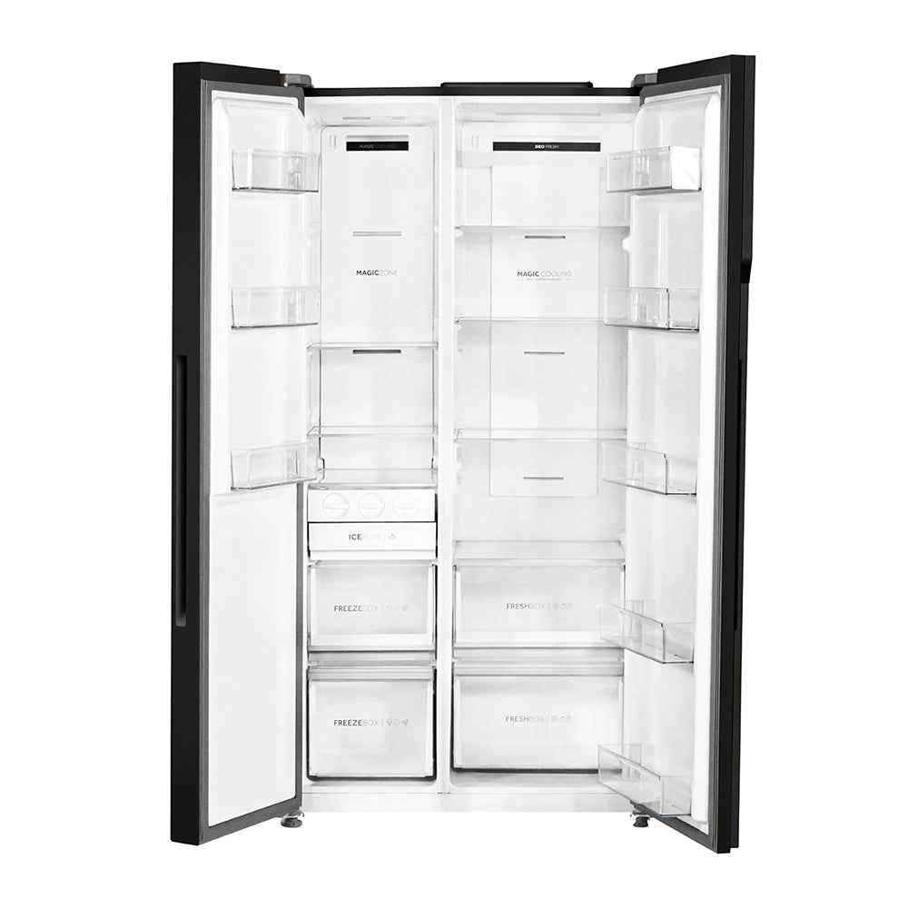 Haier 602L 3 Star Black Glass 2 Door Smart Convertible Side-by-Side Refrigerator | HRS-682KGU1-15