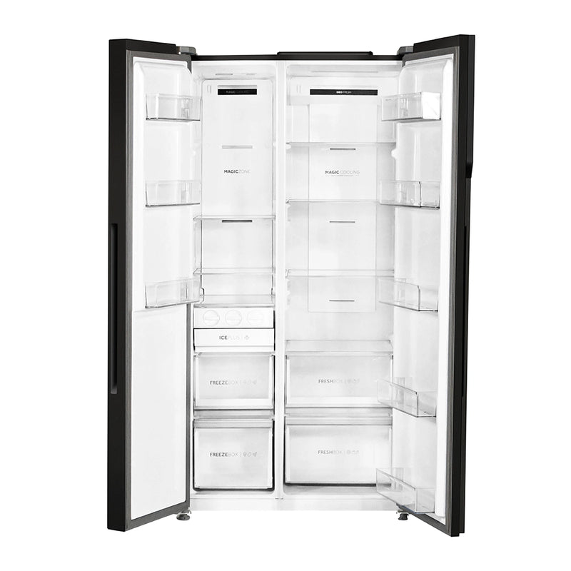 Haier 602L 3 Star Black Glass 2 Door Smart Convertible Side-by-Side Refrigerator | HRS-682KGU1-15