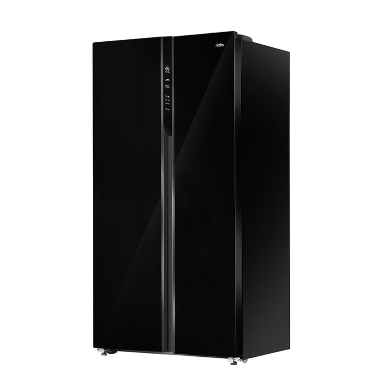 Haier 602L 3 Star Black Glass 2 Door Smart Convertible Side-by-Side Refrigerator | HRS-682KGU1-3